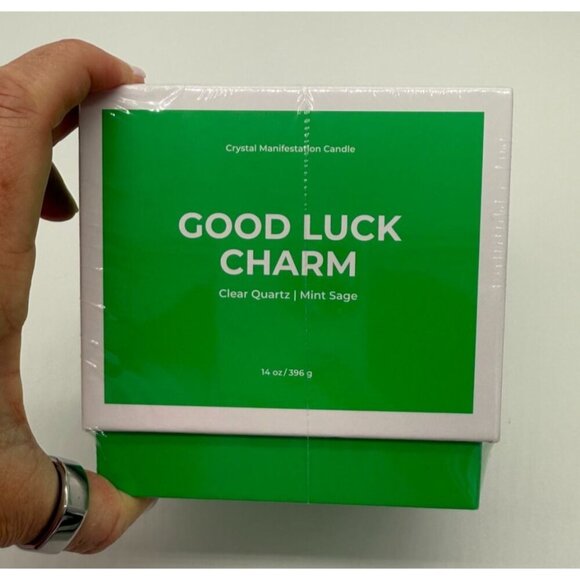NEW Jill & Ally Good Luck Charm Crystal Manifestation Candle - Mint Sage - Picture 2 of 7